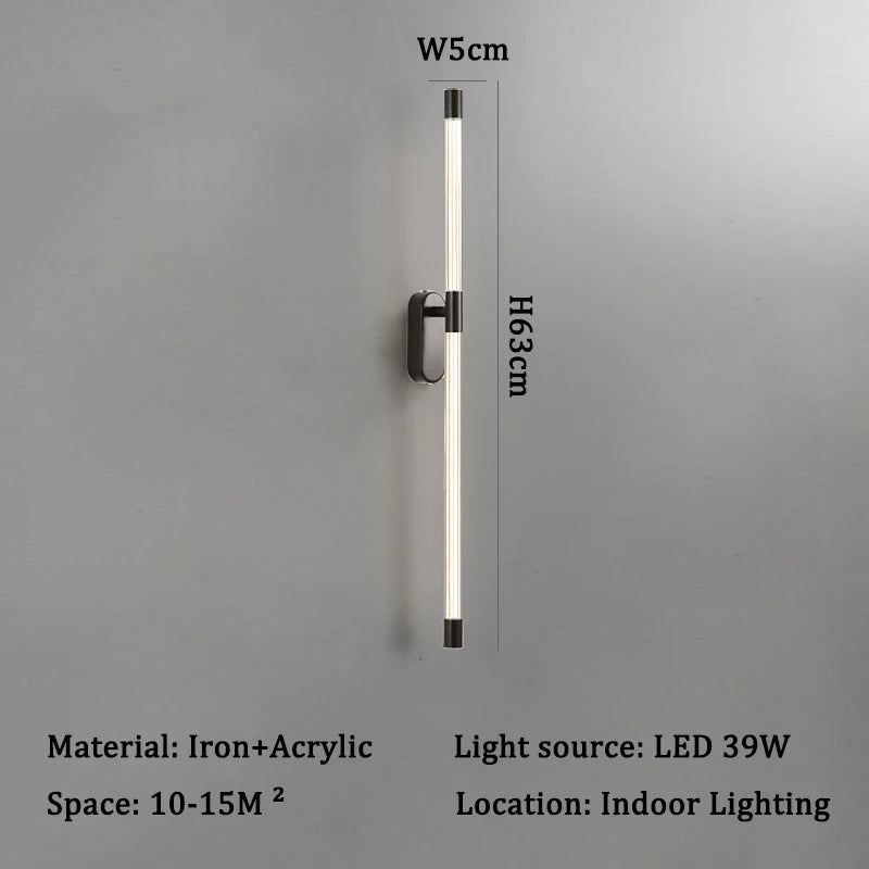 Modern LED Wall Lamp Long Strip Wall Sconces for Living Room Minimalist Bedroom Bedside Light Home Indoor Decor Lighting Fixture