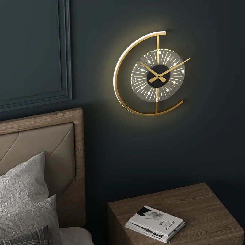Modern LED Clock Wall Lamps for Living Room Bedroom Bedside Corridor Aisle Hotel Foyer Kitchen Porch Luminaria Indoor Lighting