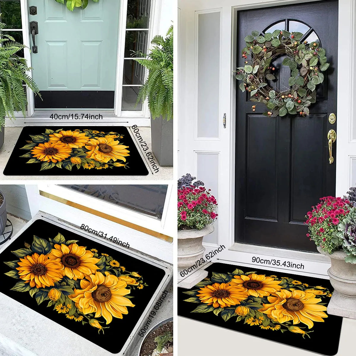 Sunflower Floral Print Entrance Rugs Kitchen Balcony Hallway Floormat Living Room Bedroom Bathroom Non-slip Door Mat Home Decor