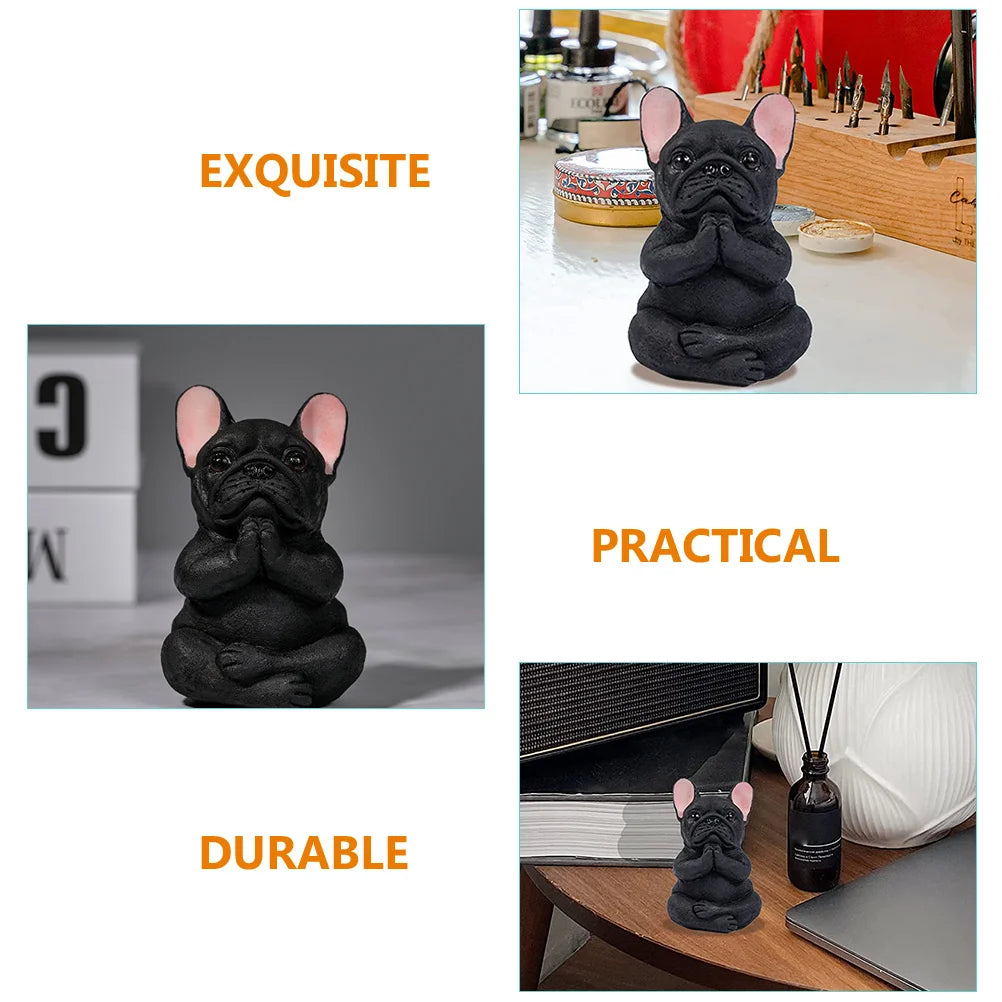 Animal Yoga Sculpture Waterproof French Bulldog Figurine Statue Indoor Decor Garden Resin Ornament Decoration