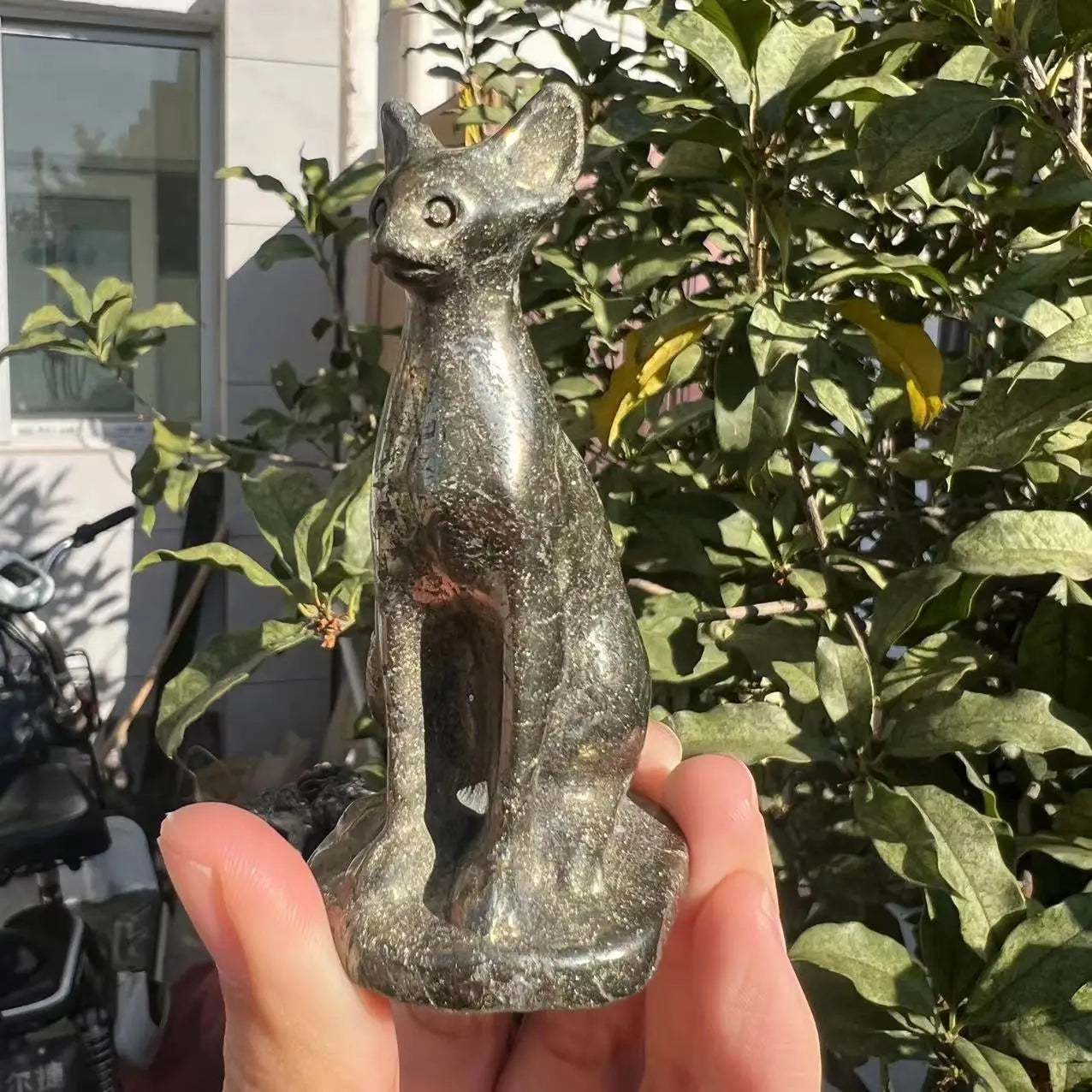 Natural Pyrite Egyptian Cat Crystal Animal Powerful Statue Healing Children Holiday Gift Home Decoration