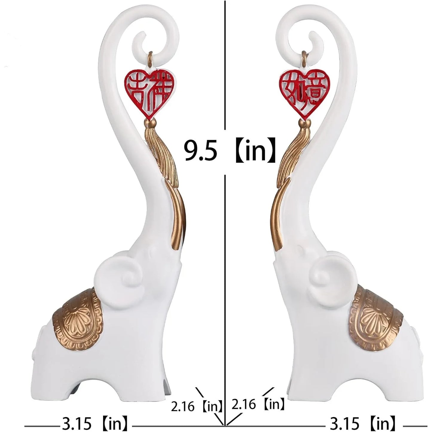 Blue Elephant Statue 2 Piece Set,Love Elephant Statue Home Decor, Elephant sculpture for Office, Shelf, Home Living