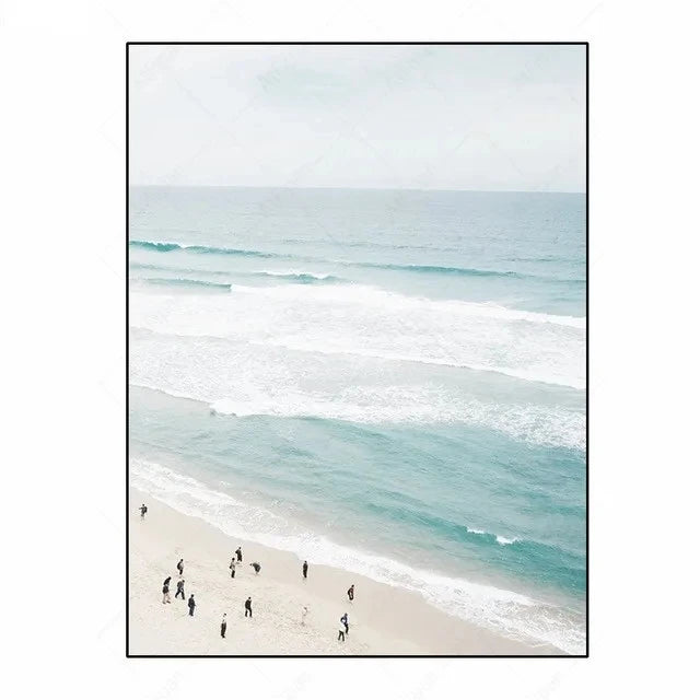 Moden Scandinavia Beach Ocean Poster Seascape Coastal Canvas Painting and Print Wall Art HD Pictures For Living Room Home Decor