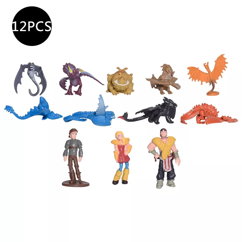 12Pcs/Set How To Train Your Dragon Anime Figure Dolls The Hidden World Toothless Night Fury PVC Action Figurine Model Collection