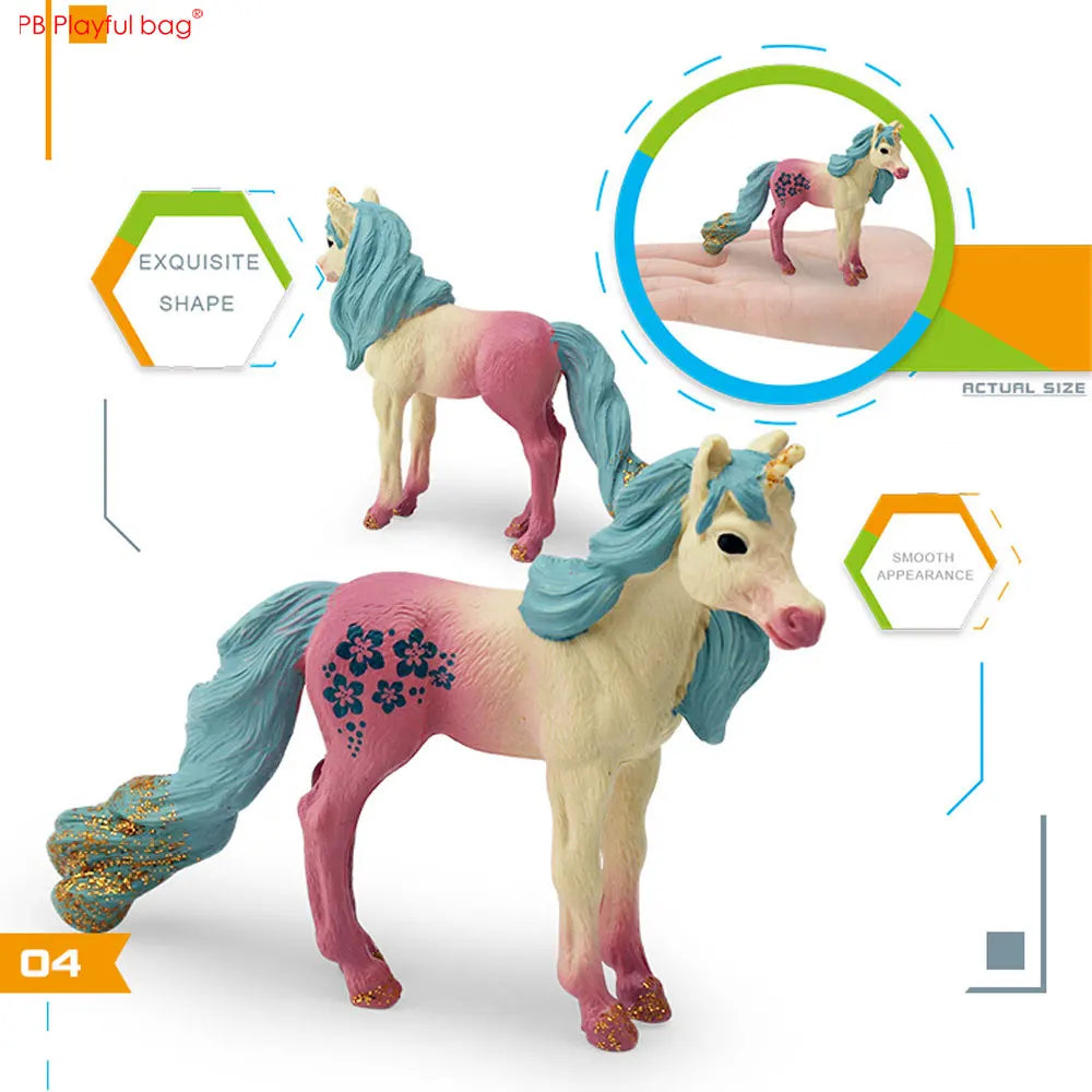 4pcs/set Unicorn Model European Fairy Tale Horse Figurine Mini Statue Ornaments PVC Animal Decoration HG85