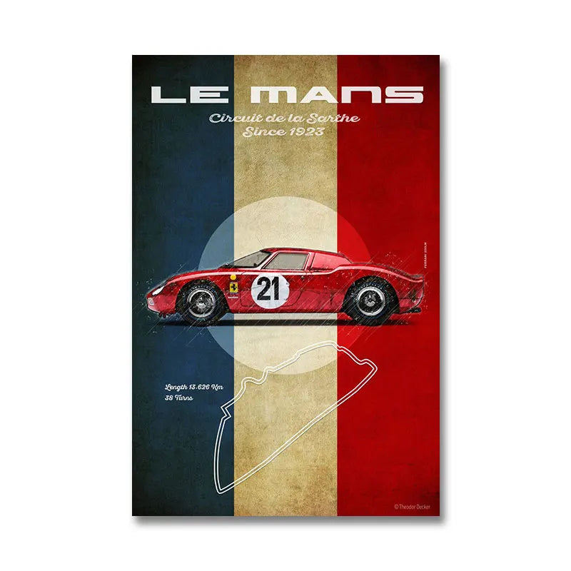 Le Mans Carrera Panamericana Nurburg Ring Racing Car Poster Quality Canvas Painting Picture Bedroom Living Wall Art Home Decor
