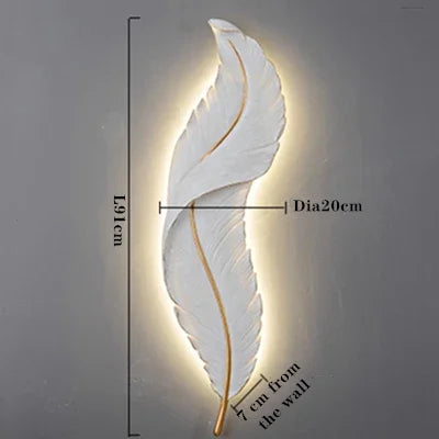 White Feather LED Wall Lamps Modern Resin Sconce TV Background Wall Light for Home Bedroom Living Room Remote Wall Mount Lights