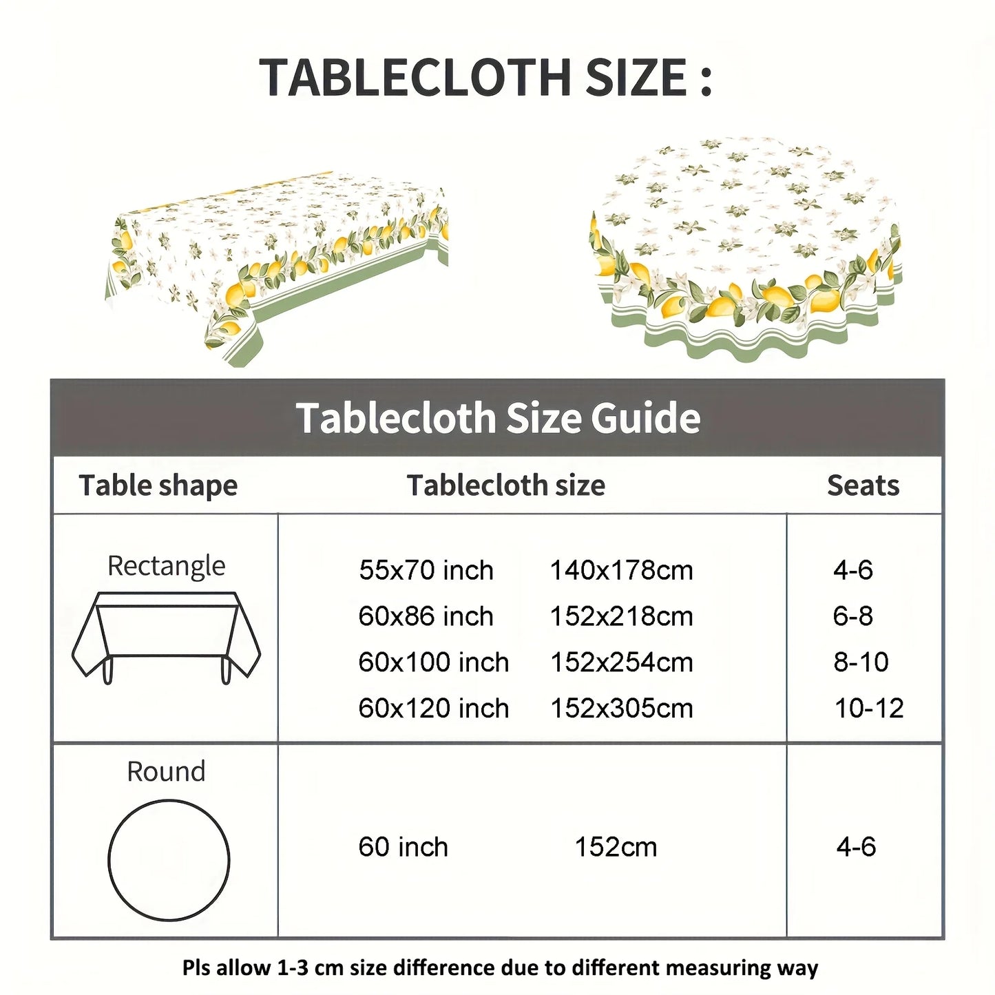 Lemon Floral Rectangle Tablecloth Holiday Home Party Decor Summer Flowers Leaves Plants Table Cloths Kitchen Dining Table Decor