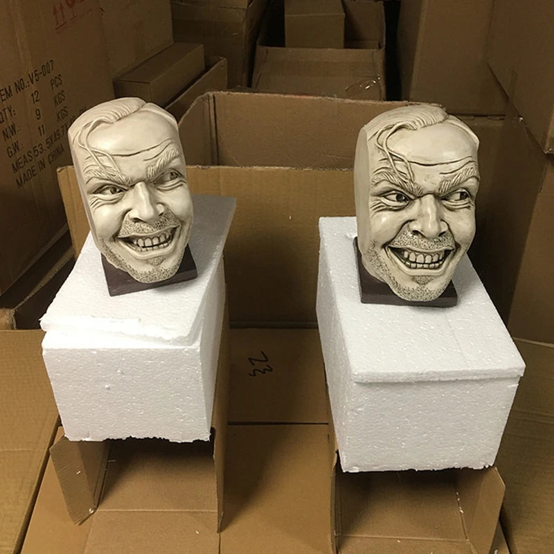 YuryFvna Resin Here's Johnny Statue Creative Bookshelf Bookend Library Funny-face Home Decoration Resin Desktop Ornament Book