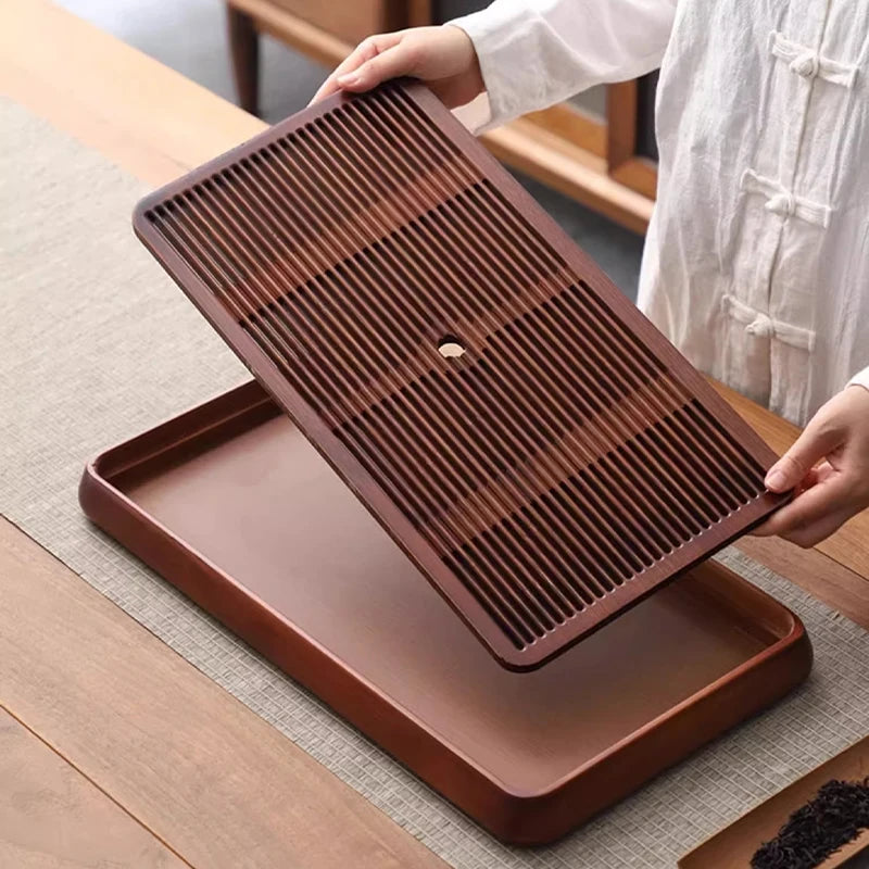 Bamboo Tea Tray Drainage Water Tea Tray Kung Fu Tea Set Water Storage Tea Tray Drainage Water Tea Board Dual Purpose Tea Tray Cu