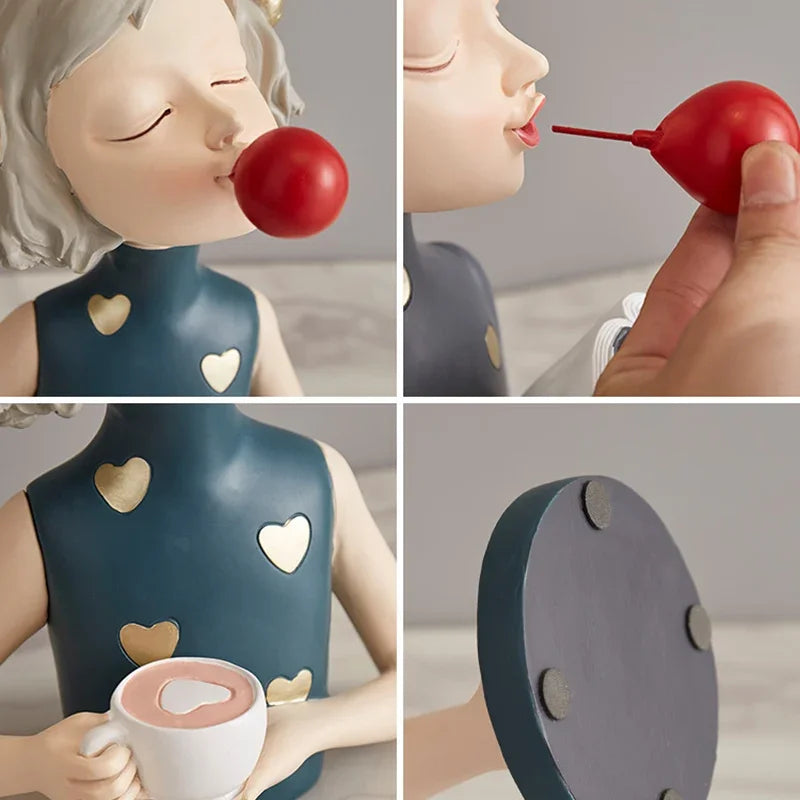 Lovely Girl Statue Home Decoration Accessories Modern Artistic Sculpture Aesthetics Resin Figurine Crafts Office Desk Decor Gift
