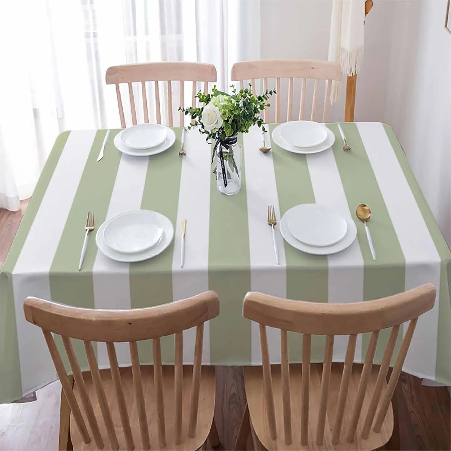 Navy Blue Stripe Rectangle Tablecloth Holiday Party Decor Washable Boho Modern Geometric Table Cloths Kitchen Dining Table Decor