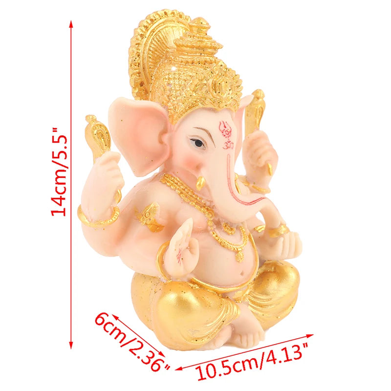 Gold Lord Ganesha Buddha Statue Elephant God Sculptures Ganesh Figurines