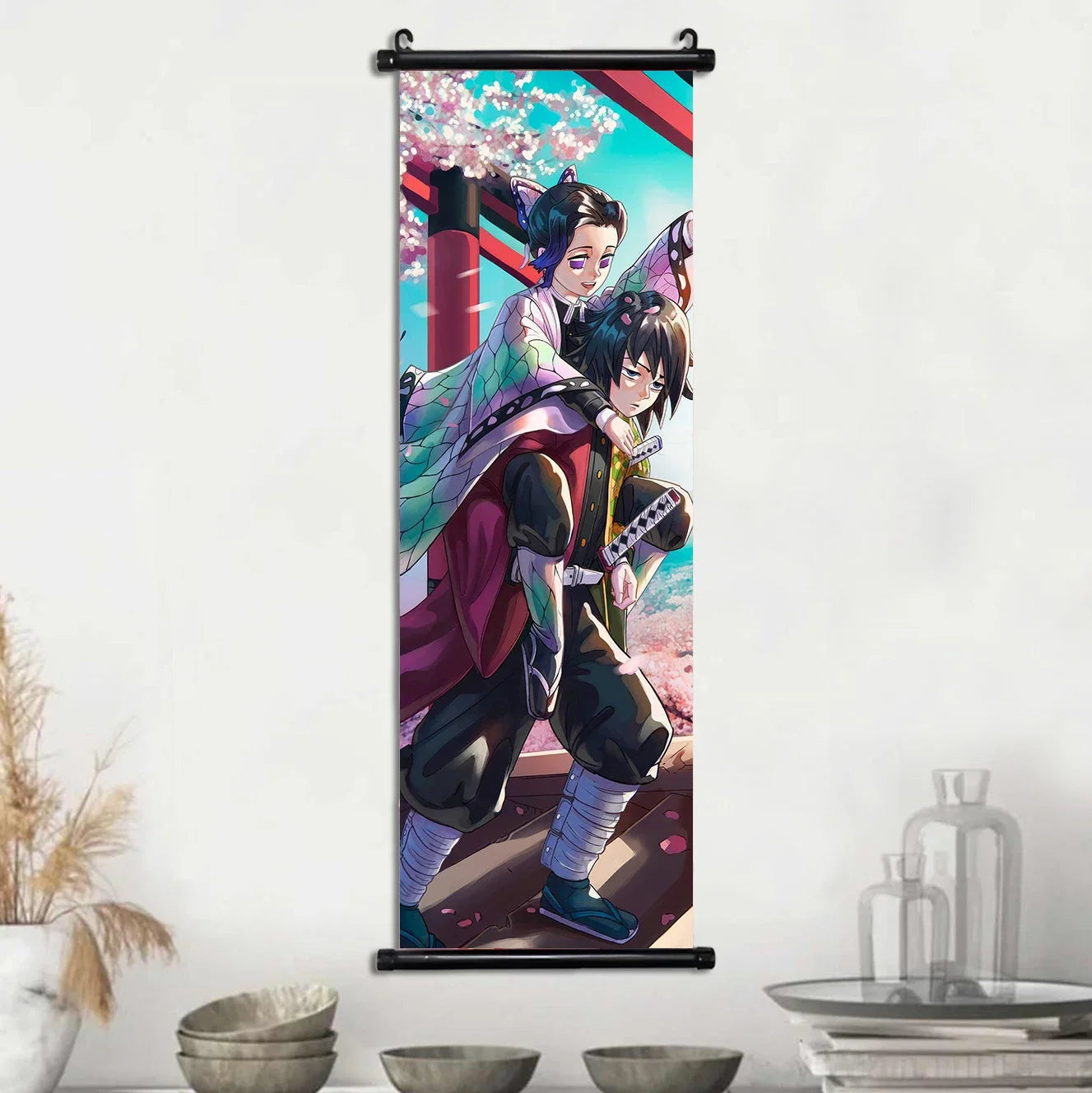 Demon Slayer Hashira Nezuko Agatsuma Zenitsu Inosuke Scroll Canvas Wall Hanging Painting Home Decor Anime Poster Wall Art Room