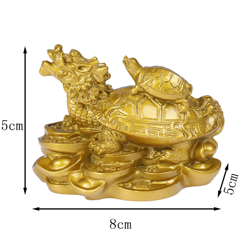 1 Stück Gold Feng Shui Drache Schildkröte Schildkröte Statue Figur Münze Geld Reichtum Glück