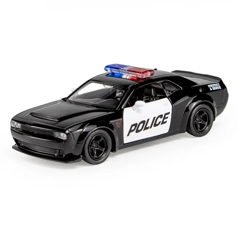 1:36 Ford Mustang Police Car Model Toy Alloy Diecasts Dodge Vehicles Model Simulation Car with Pull Back Collection Kids Gifts