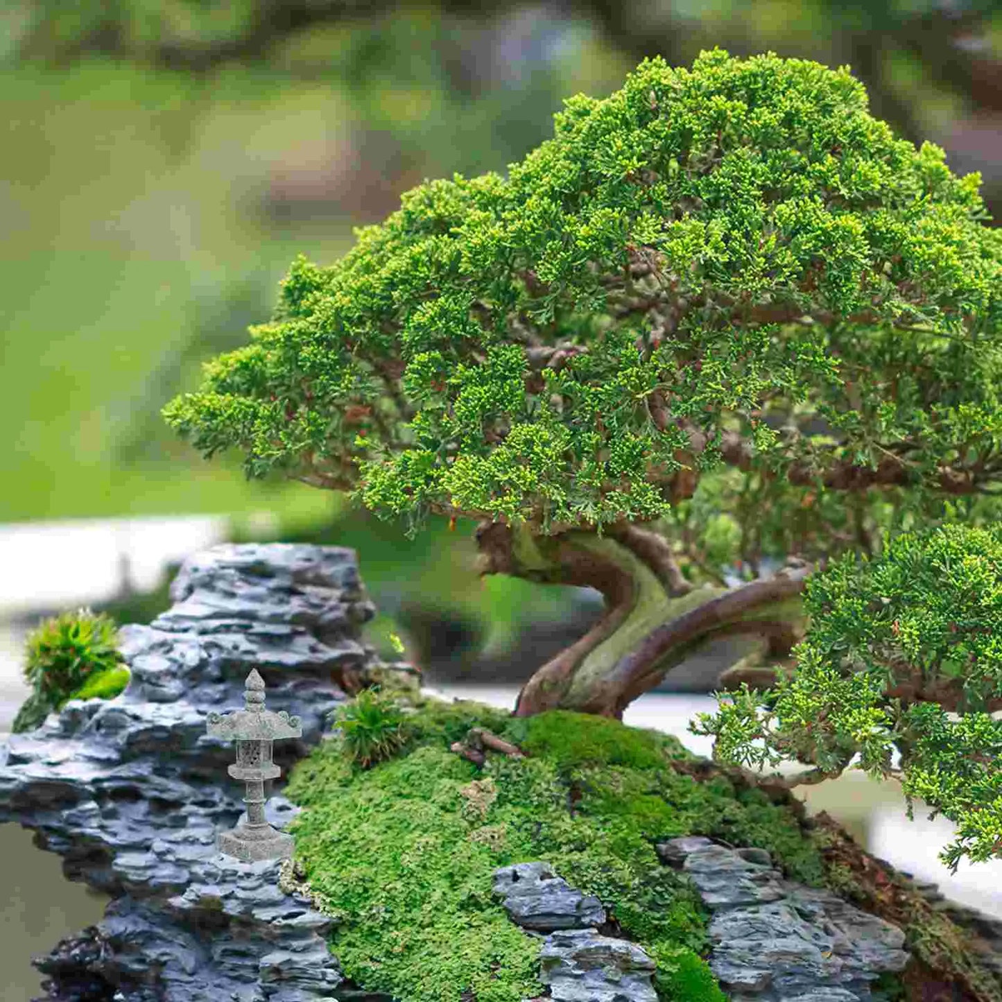 Japanese Tower Light Decoration Garden Pavilion Model Ornaments Tabletop Bonsai Landscape Pagoda Miniature Scene