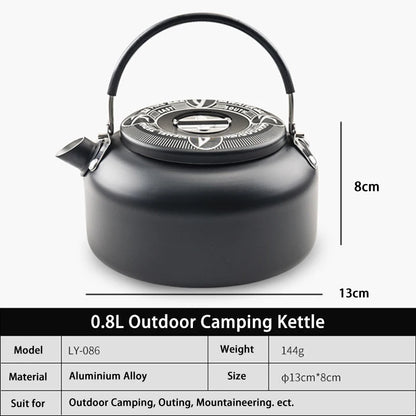 0.8L Portable Camping Kettle Outdoor Aluminum Alloy Teapot Coffee Tableware Water Kettle For Hiking and Picnic