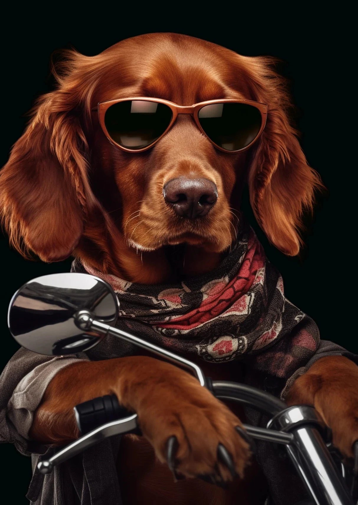 Funny Dog Cat Riding a Motorcycle Cool Posters Nordic Wall Pictures Canvas Painting And Prints For Living Room Wall Art Unframed