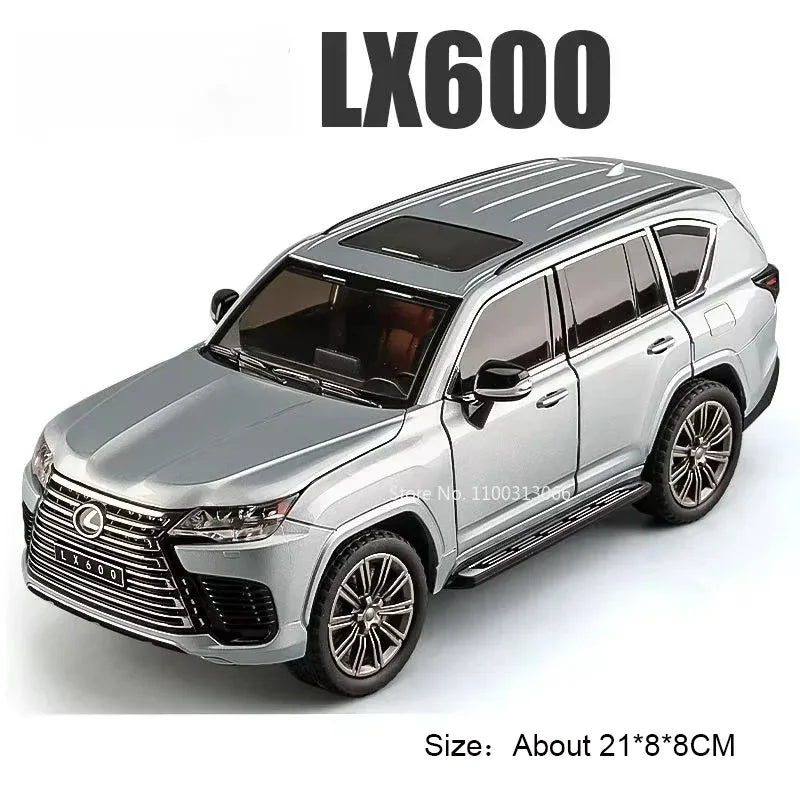 1:24 Metal LX570 LX600 Cars Miniature Models 6 Doors Opened Off-road SUV Diecast Toy Light Music Toys for Boys Festival Presents