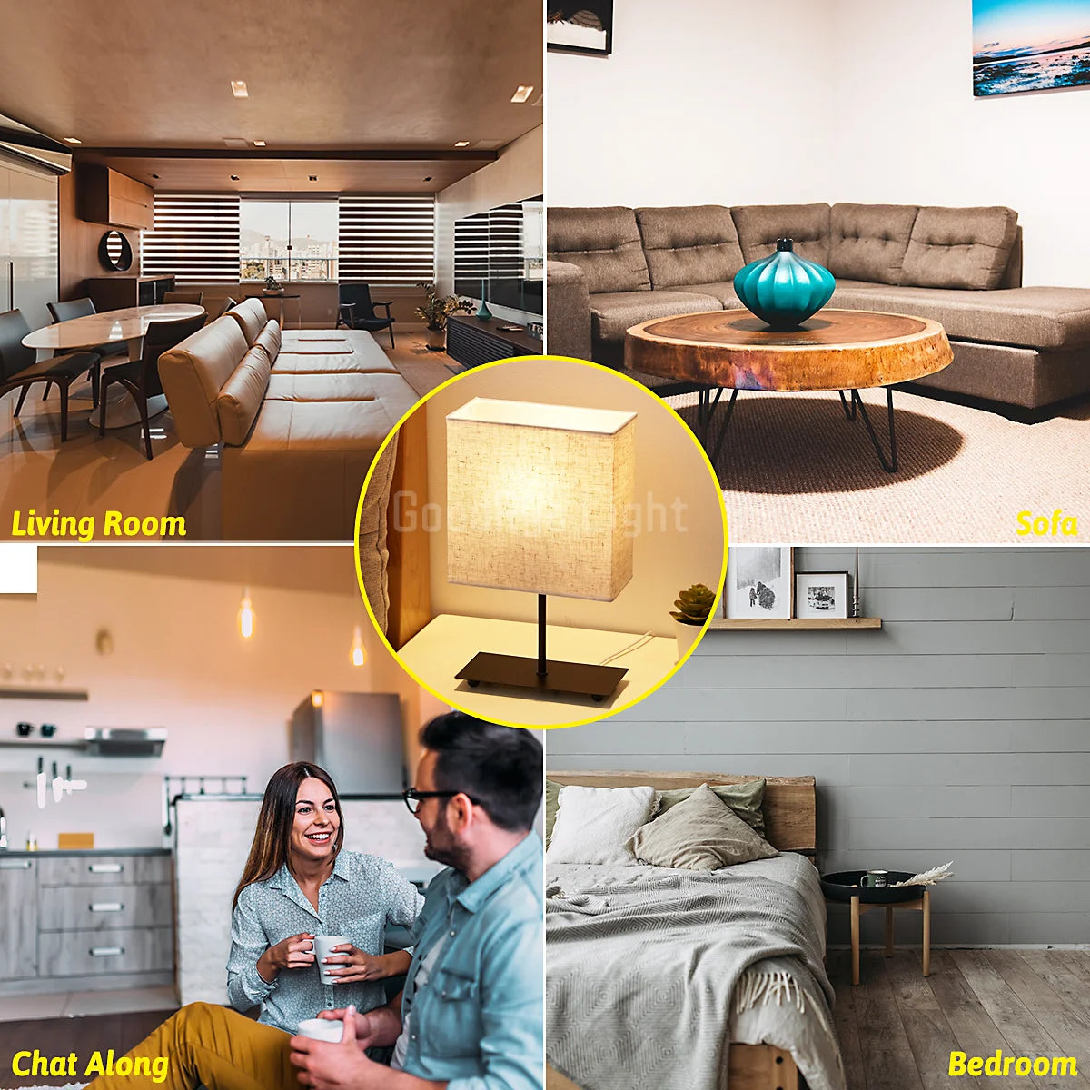 Room Home Decor LED Rectangular Nightstand Lighting Table Lamp USB Plug With Cord Infinitely Dimmable Bedroom Table Night Lights