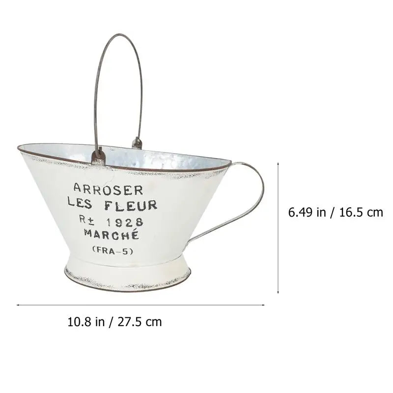 Flower Vase Bucket Planter Pot Metal Shabby French Galvanized Chic Retro Farmhouse Vintage Arrangement Centerpiece Hanging Jug