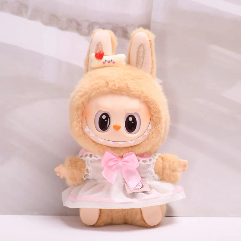 Second generation labubuBU sitting party vinyl blind box LABUBU holiday clothes cute skirt instead of baby clothes cute.