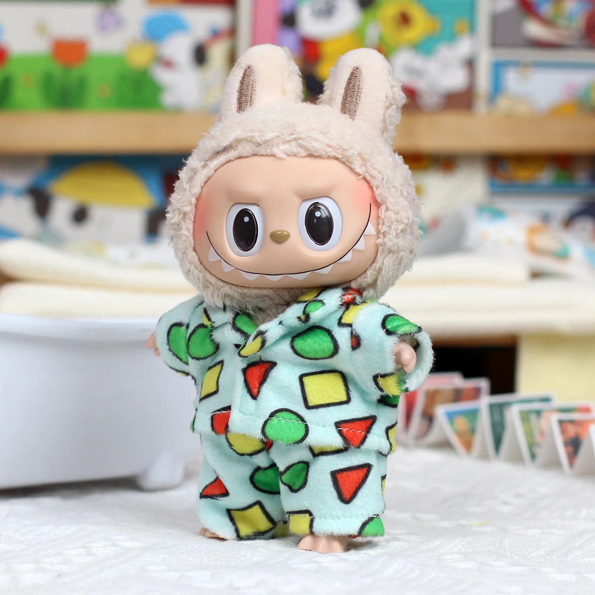 Clothes For Labubu 17cm Clothing The Monsters Doll's Vinyl Face Outfit Accessories DIY Kid Gift Cute Pajamas Set And Boots