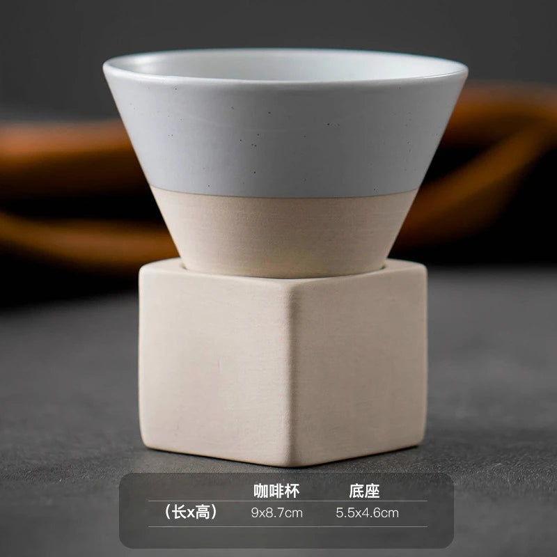 1pc Retro Japanese Triangular Cone Shape Pottery Tea Coffee Cup Pull Ceramic Mug Rough Latte Porcelain Cup For Home Office