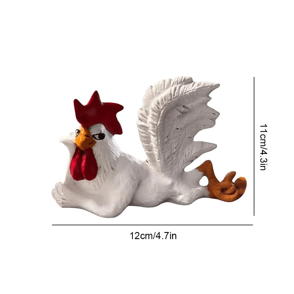 Rooster Decor Chicken Yard Art Sculpture Desktop Ornament Creative Rooster Decorative Figurine Resin Small Red White Rooster