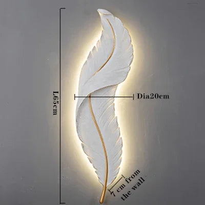 White Feather LED Wall Lamps Modern Resin Sconce TV Background Wall Light for Home Bedroom Living Room Remote Wall Mount Lights