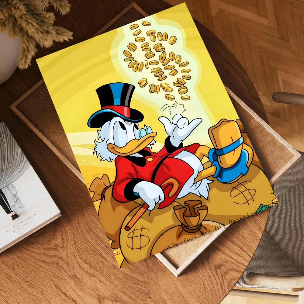 1pc Graffiti DisneyS Donald Duck And Money Retro Poster Self-adhesive Postera Painting Print Aesthetic Pictures Home Room Decor