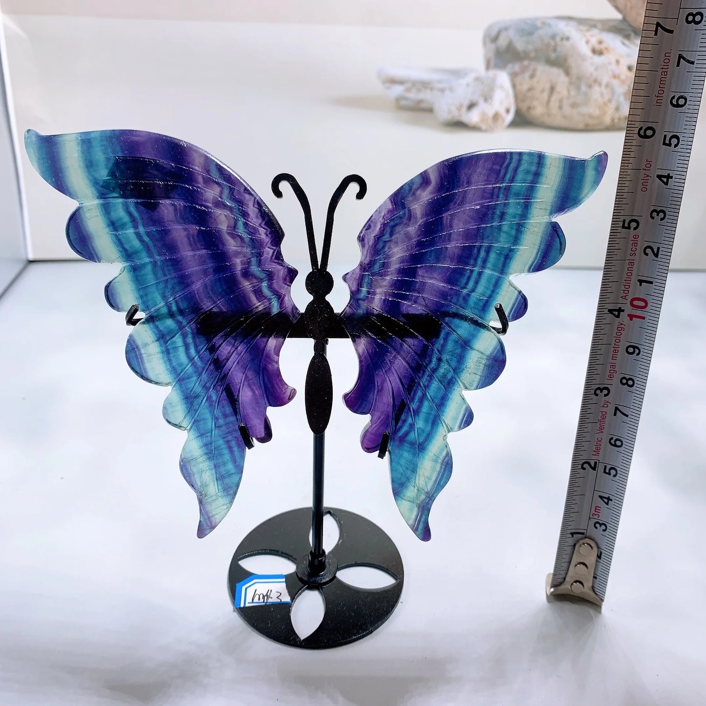 Fluorite butterfly wings,Crystal butterfly wings with stand,Wings carving,Wings figurine,Crystal gift,Home decoration,Reiki heal