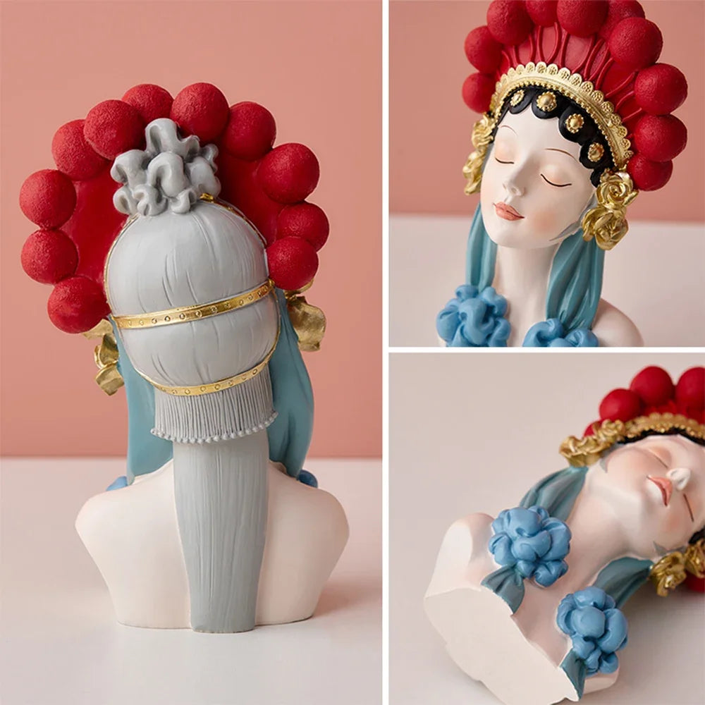 Home Decor Classical Style Peking Opera Beautiful Girl Figure Aesthetic Living Room Tabletop Cabinet Ornament Resin Girl Statue