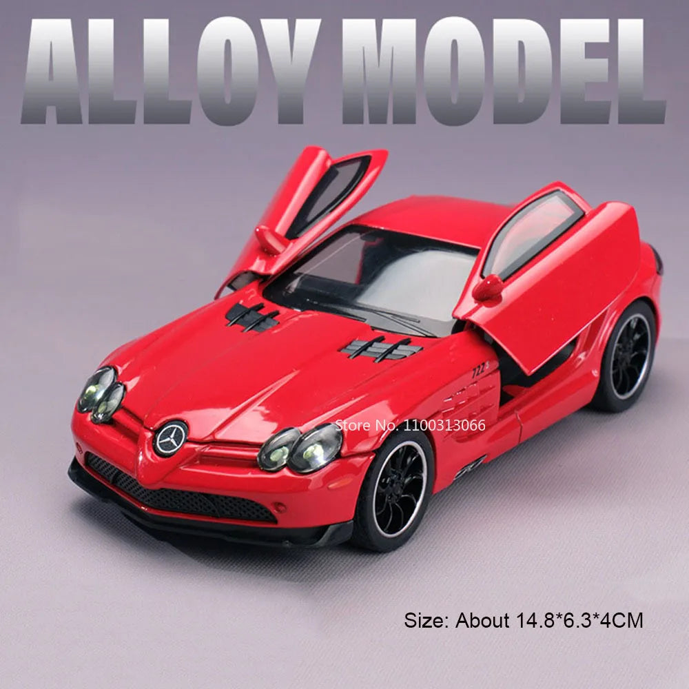 1:32 SLR 772S SLS Toys Model Sports Cars Alloy Diecast with Light Sound Vehicle Wheel Pull Back Miniature Car Boys Perfect Gifts