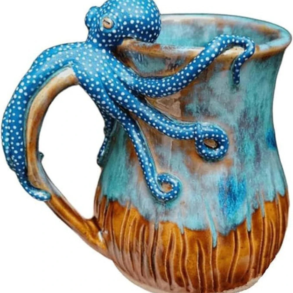 New Deep Blue Octopus Mug Home Deep Blue Octopus Resin Mark Coffee Cup