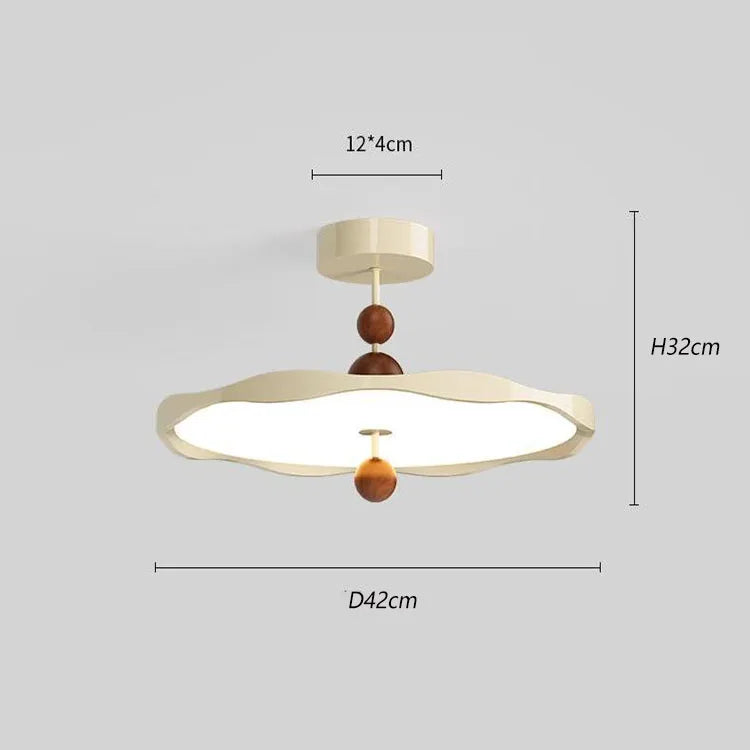 Mid ancient style bedroom lamp UFO ceiling lamp Fench retro wabi sabi style Walnut wood Gain restaurant Ceam style room lamp