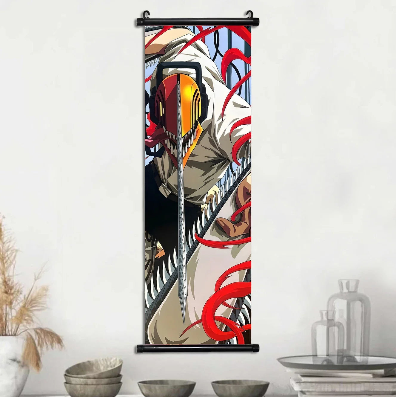 Japan Hot Selling Anime Chainsaw Man Hanging Scroll Poster Decor Canvas HD Printed Wall Art Painting Animation Home Decoration