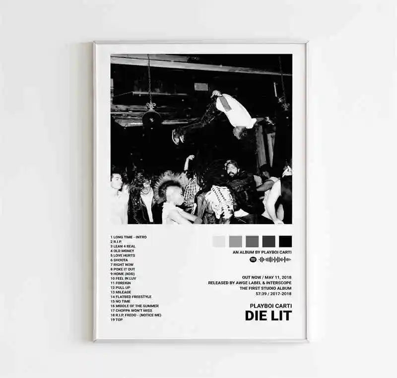 Hip Hop Rapper Playboi Carti Music Album Die Lit Cover Canvas Painting Print Posters for Room Wall Art Home Decor Picture Gift
