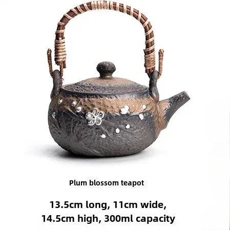 Gold plated glazed beam pot side pot, hot tea cooking stove, with open flame, candles, alcohol, creative silver plum blossom