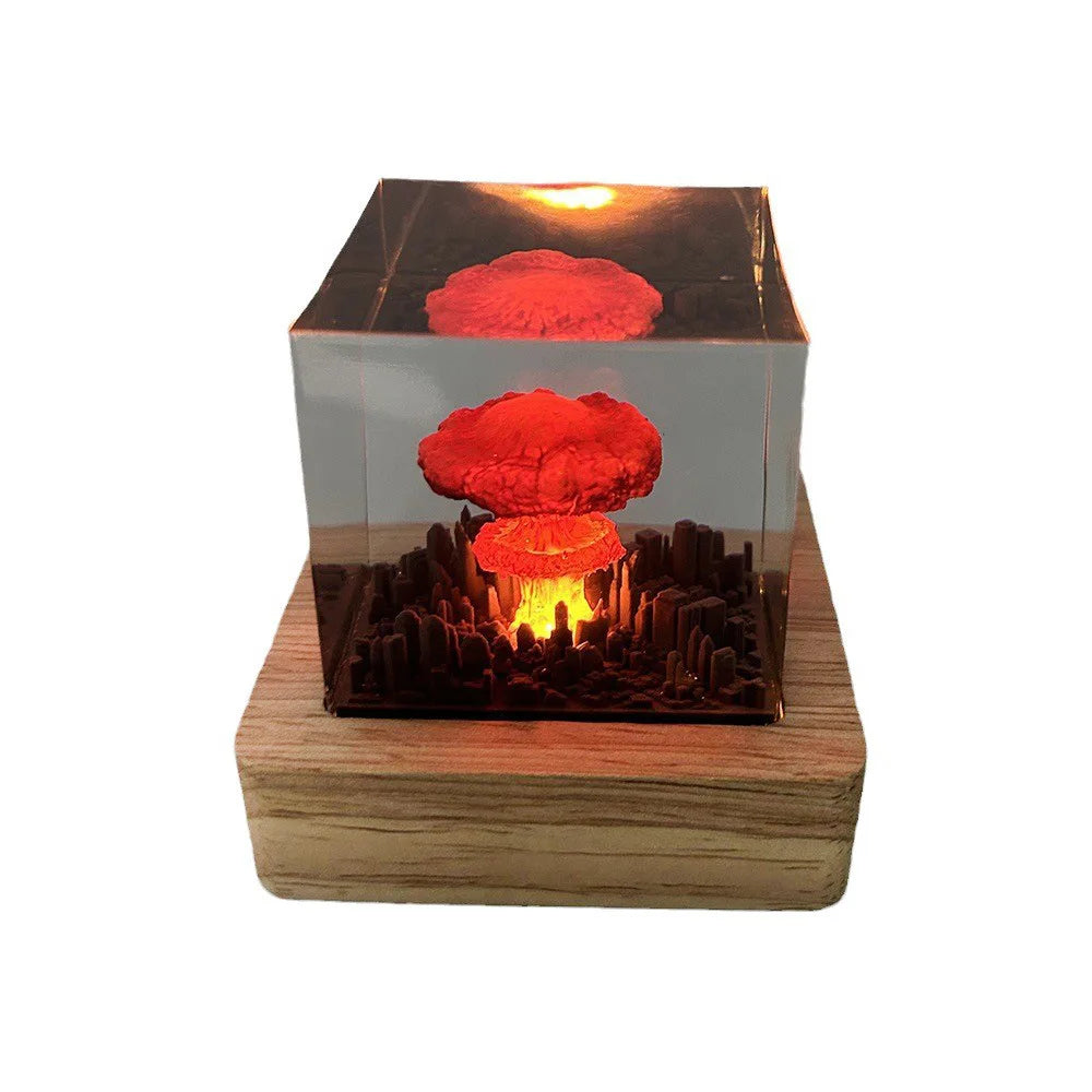 Nuclear Explosion Bomb Mushroom Cloud Lamp Flameless Lamp For Courtyard Living Room Decor 3D Night Light Rechargeable