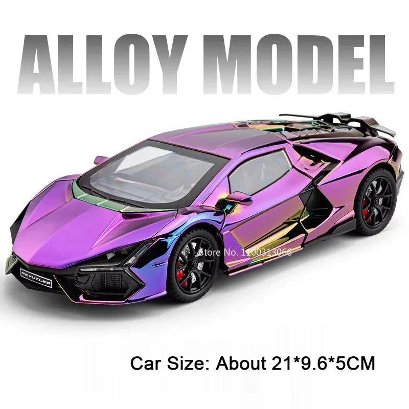 1:24 Scale Bolide Revuelto Model Sports Cars Toys Spray Version Alloy Diecast with Light Music Miniature Vehicle Boys Xmas Gifts