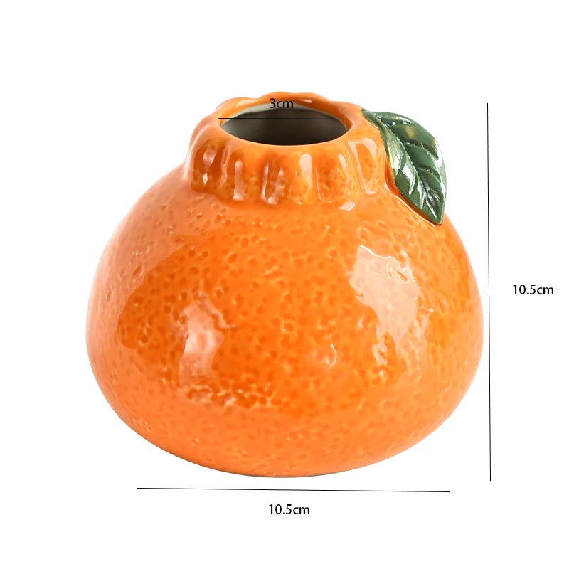 Creative Fruit Vase Series Dragon Fruit Orange Mango Ceramic Vase Living Room Hydroponic Flower Arrangement Desktop Decoration