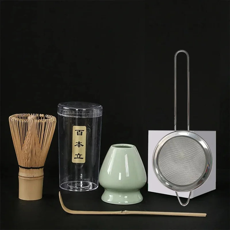 4PCS/set Japanese Matcha Set Safety Bamboo Buddha Tea Spoon Tea Set Indoor Tea Stirring Tools Accessories Kitchen Teaware Sets