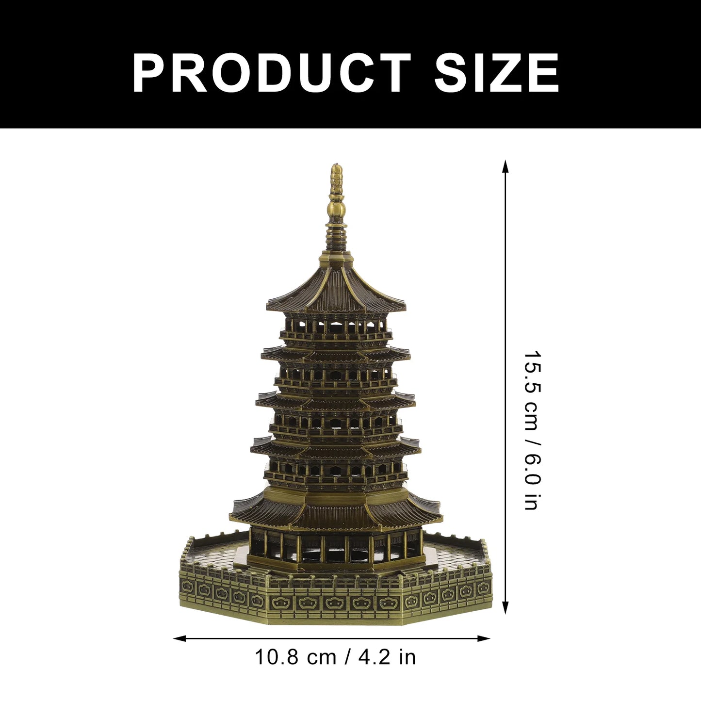 Sewacc Mini Pagoda Garden Statue Alloy Pagoda Wenchang Tower Figurine Chinese Zen Feng Shui Tower Replica Wealth