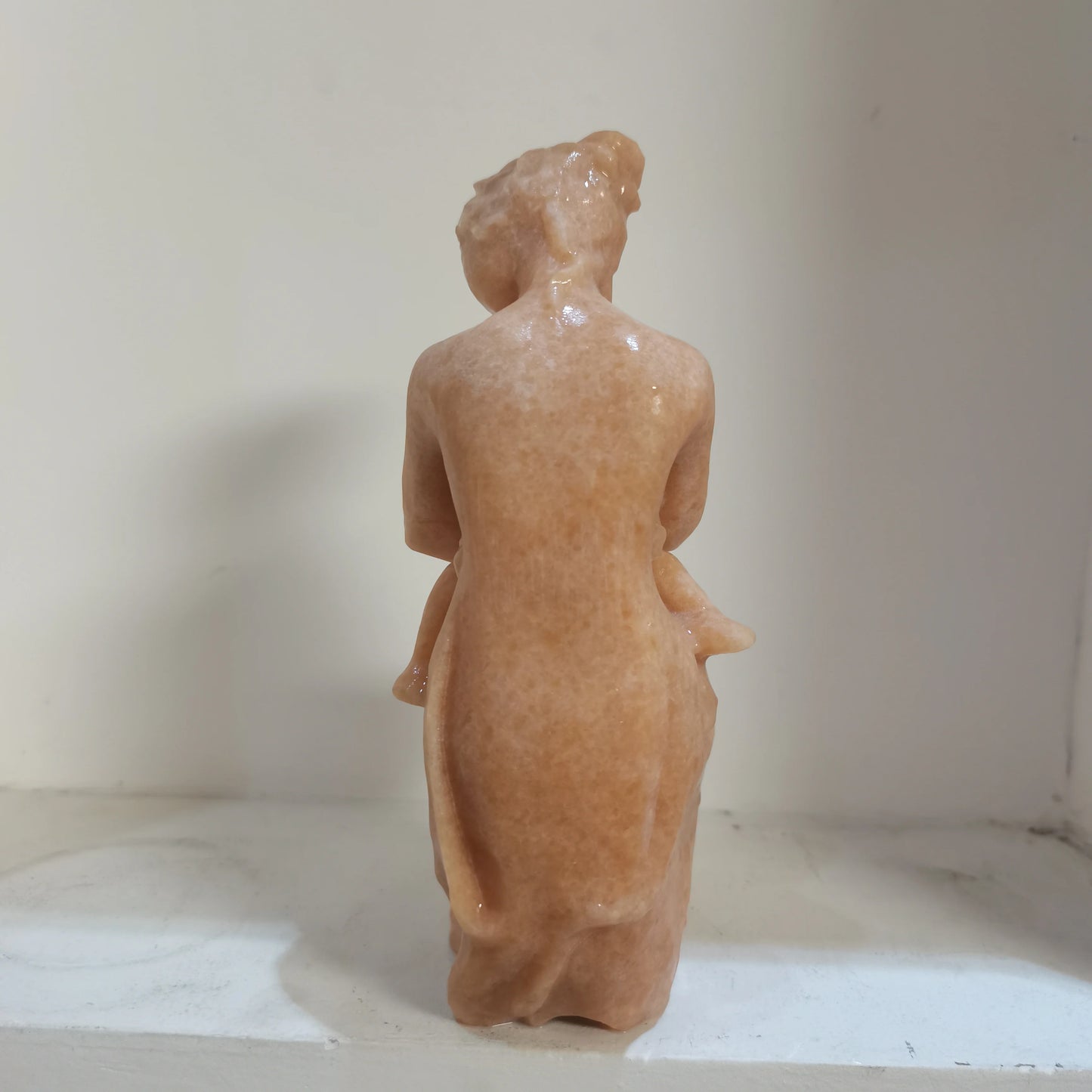 15cm Natural orange calcite crystal quartz carvings embrace mother and child energy gem Reiki healing gift room decorative home