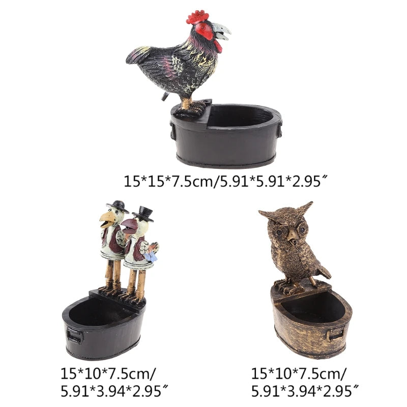 Fountain Yard Art Decor Rooster Crow Owl Flowing Water Fountain Resin Crafts Ornaments for Outdoor Garden Patio Deck Cou