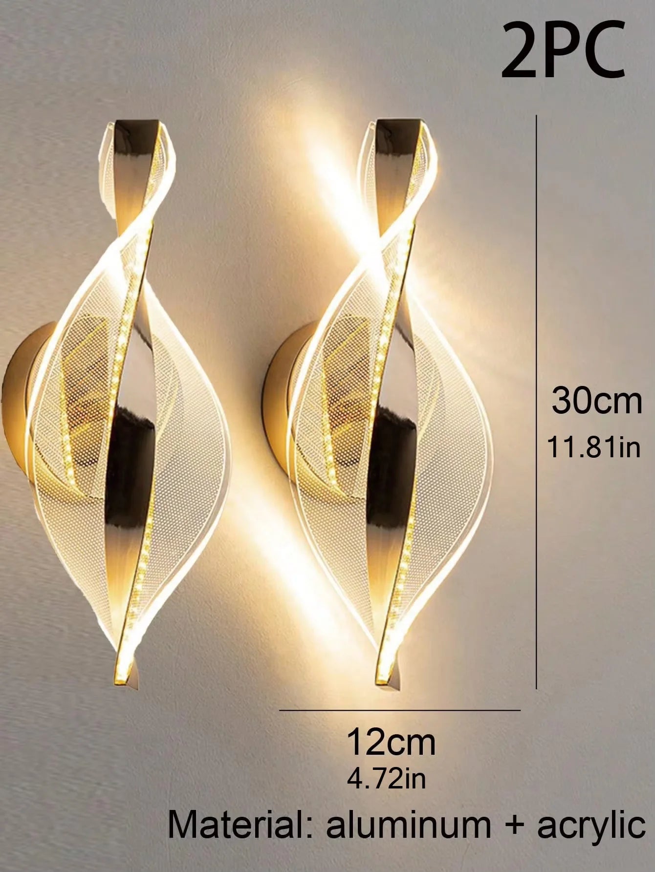 1pc/2pc LED Light Luxury Gold/Black Acrylic Wall Sconce for decorating living room back wall,bedroom bedside home decor lighting