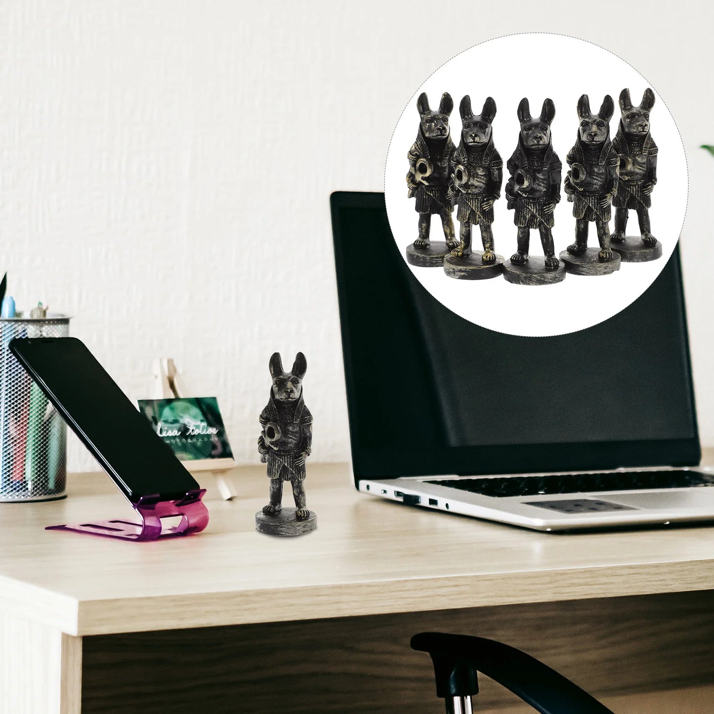 5 Pcs Sanctuary Ornament Egyptian Dog Decor Decorate Miniature God Figurines Resin Animal