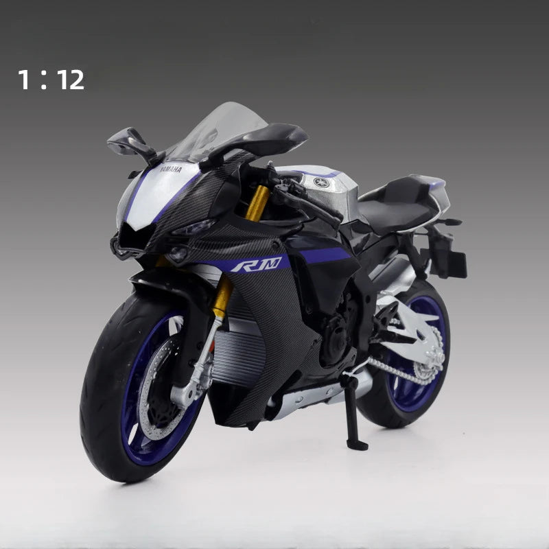 1:12 Yamaha YZF-R1M Motorcycle Alloy Diecast Models Toys Cars Loadable Auxiliary Wheel Off-road Motorcycles Model for Boy Gifts